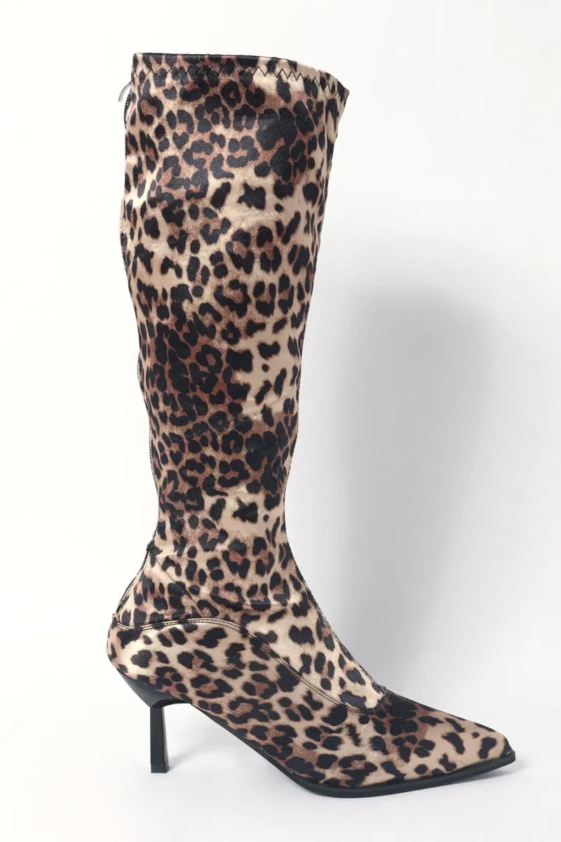 Brown Animal Print Leopard Print Boots