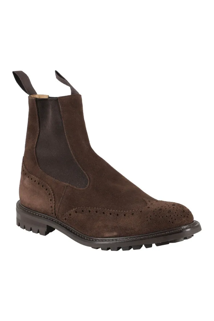 Brown Suede Ankle Boot With Elastic Side Panels