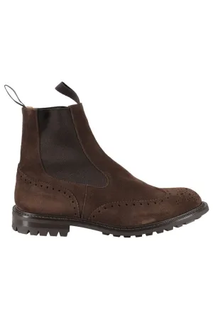 Brown Suede Ankle Boot With Elastic Side Panels