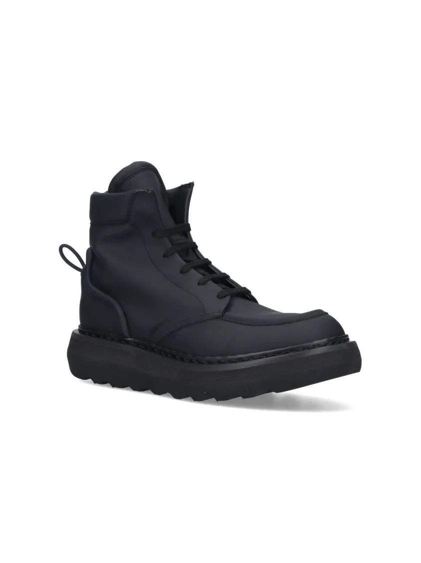 Cal 32130" Ankle Boots In Black Rubberized Fabric