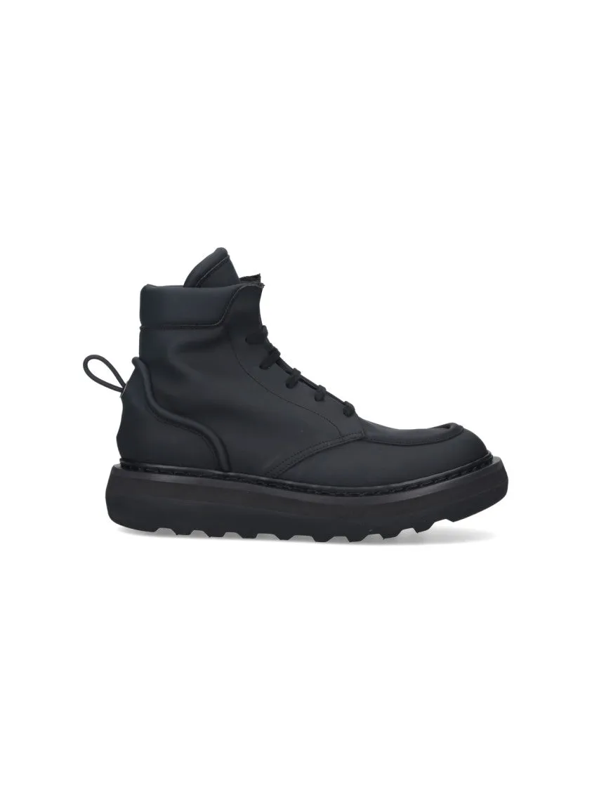 Cal 32130" Ankle Boots In Black Rubberized Fabric