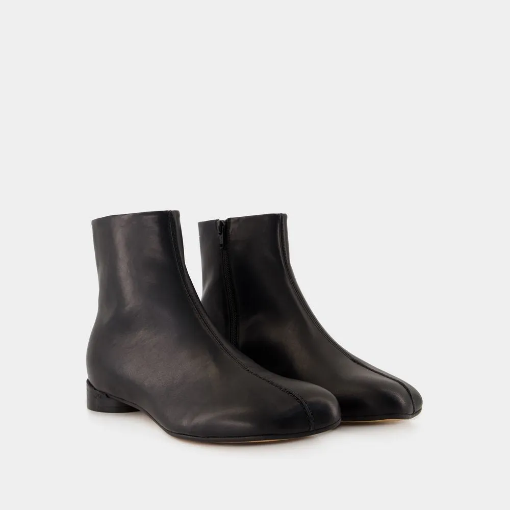 Calfskin Ankle Boots With Design And Side Zippers
