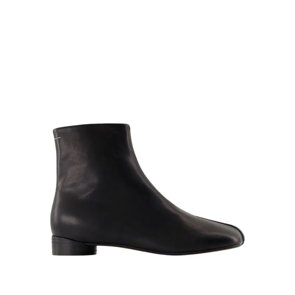 Calfskin Ankle Boots With Design And Side Zippers