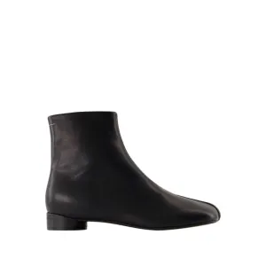Calfskin Ankle Boots With Design And Side Zippers