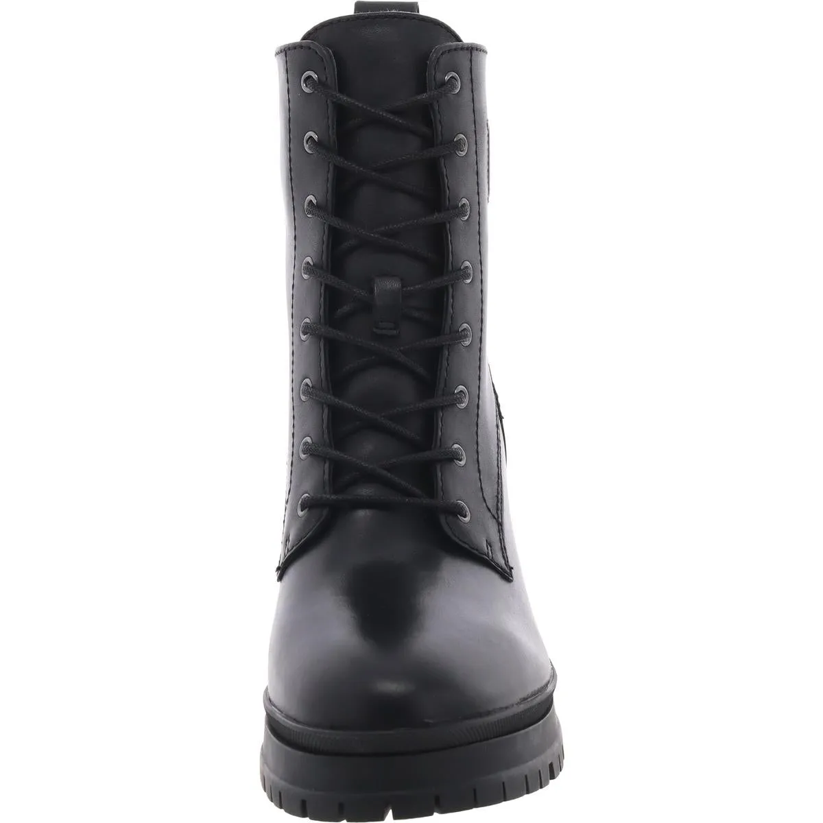 Cameron  Womens Block Heel Leather Combat & Lace-Up Boots