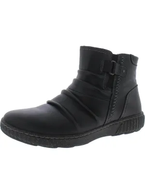 Caroline Orchid Womens Leather Ruched Ankle Boots