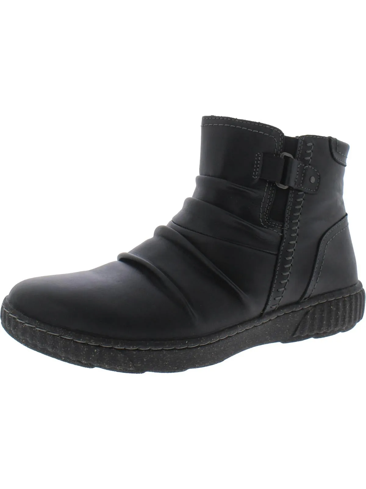 Caroline Orchid Womens Leather Ruched Ankle Boots