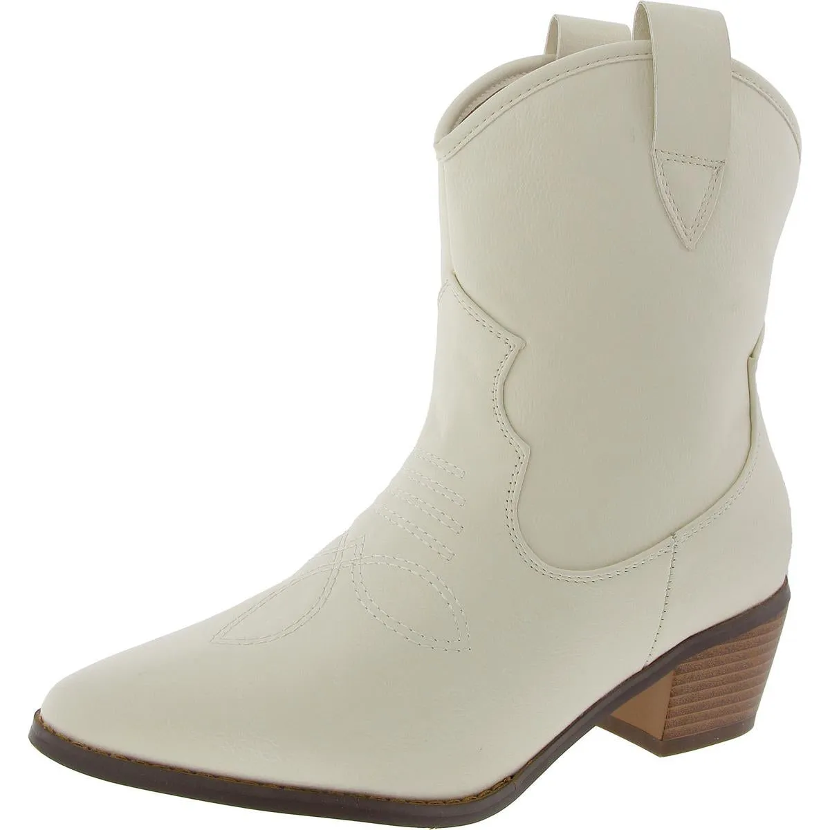 Carrie Womens Embroidered Faux Leather Cowboy, Western Boots