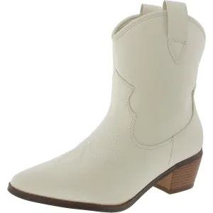 Carrie Womens Embroidered Faux Leather Cowboy, Western Boots