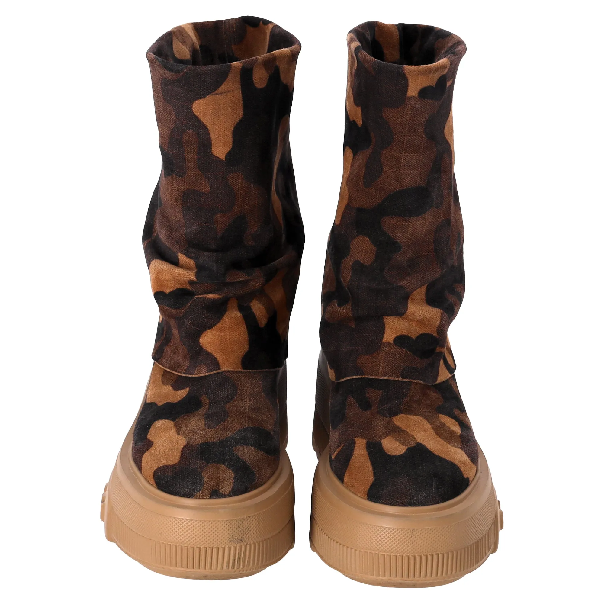 Casadei Nexus Undercover Camouflage Ankle Boots in Brown Cotton