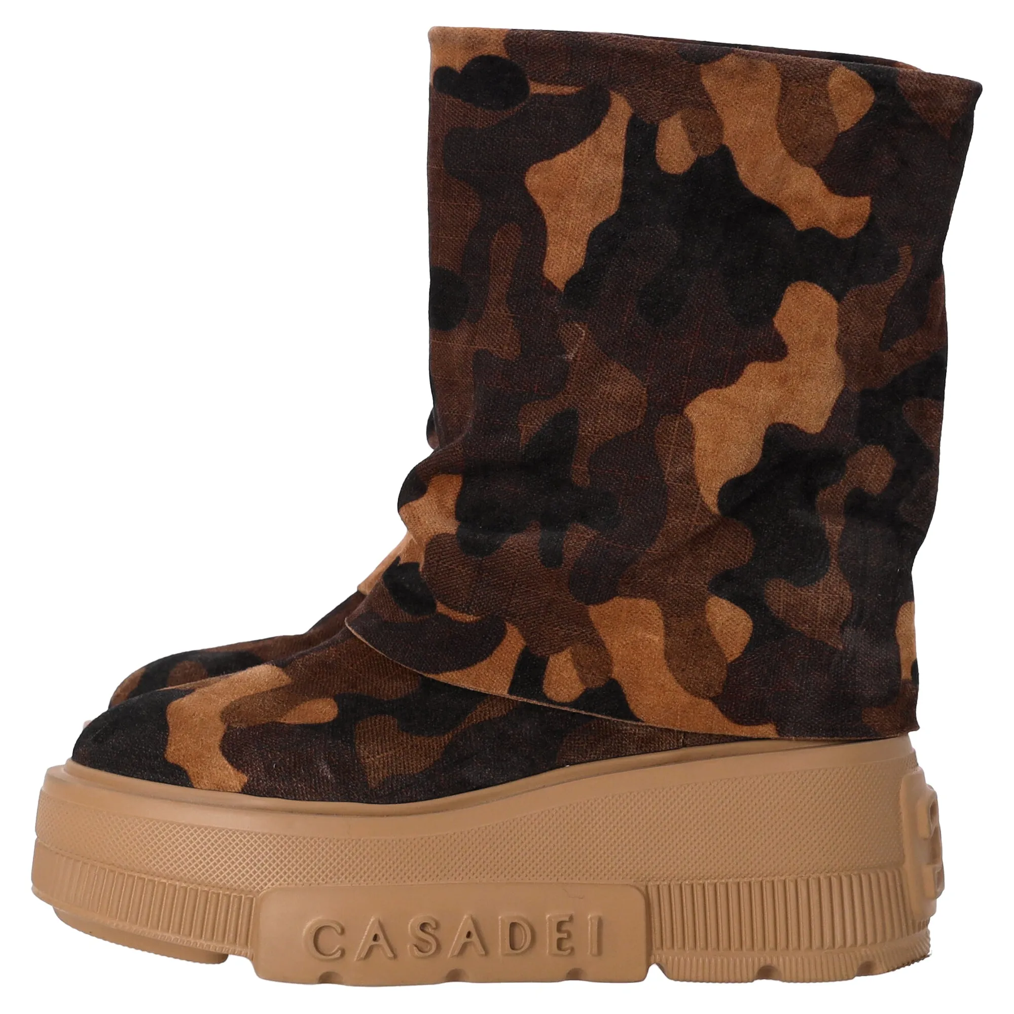 Casadei Nexus Undercover Camouflage Ankle Boots in Brown Cotton