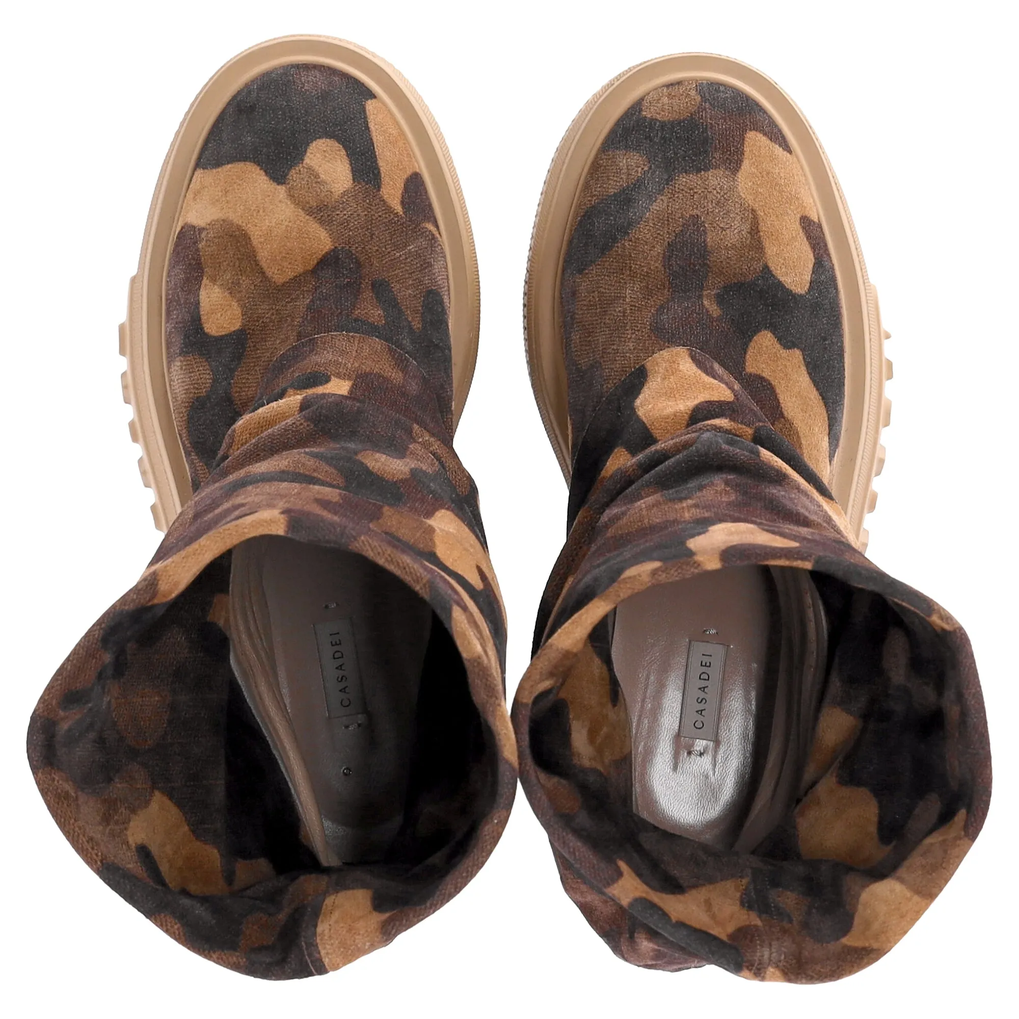 Casadei Nexus Undercover Camouflage Ankle Boots in Brown Cotton