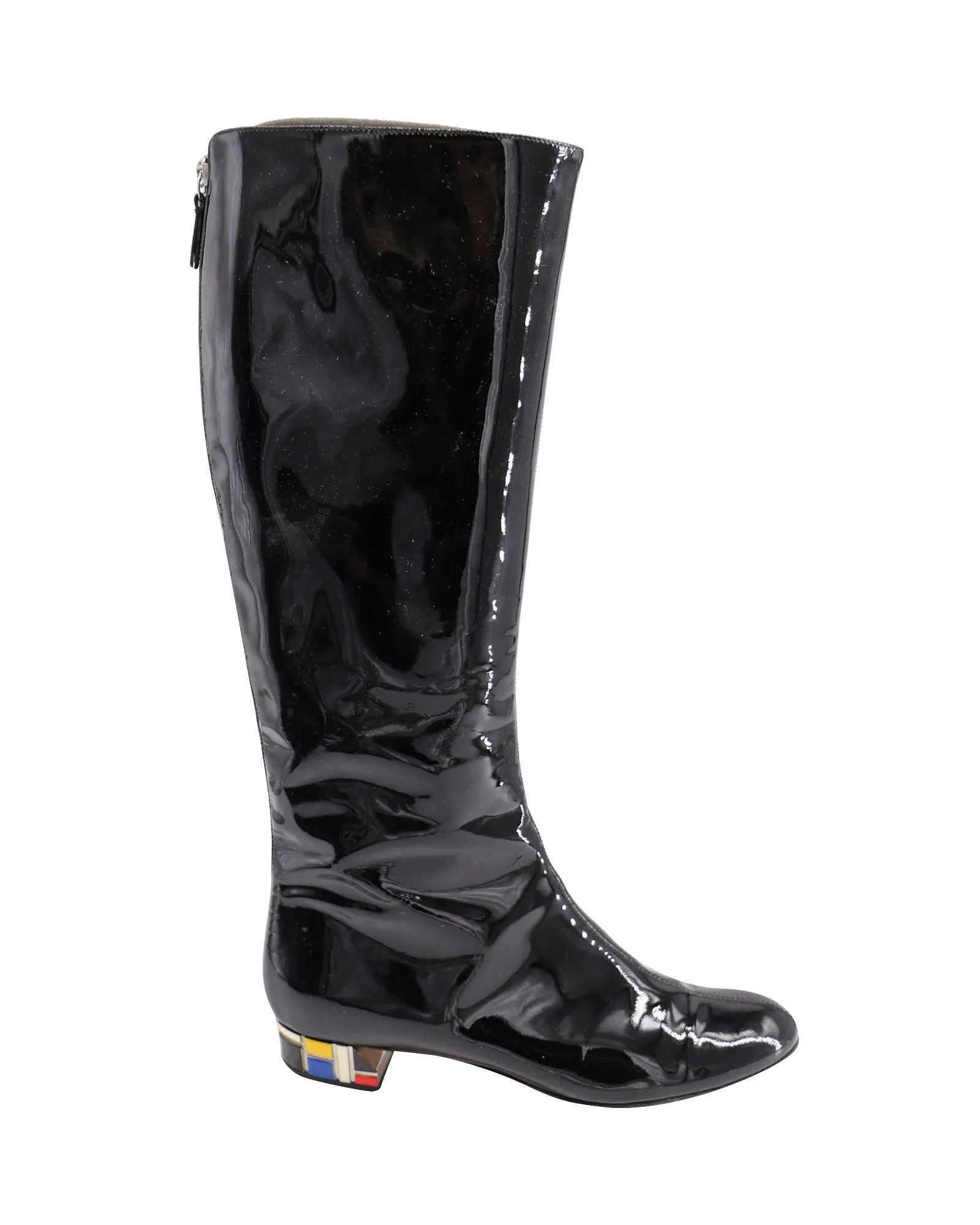 Casadei Softylux Knee Boots in Black Patent Leather