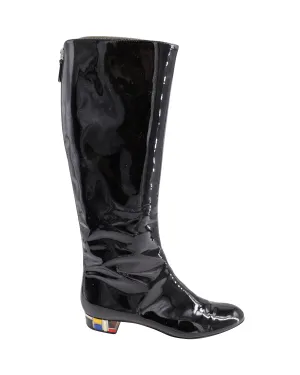 Casadei Softylux Knee Boots in Black Patent Leather