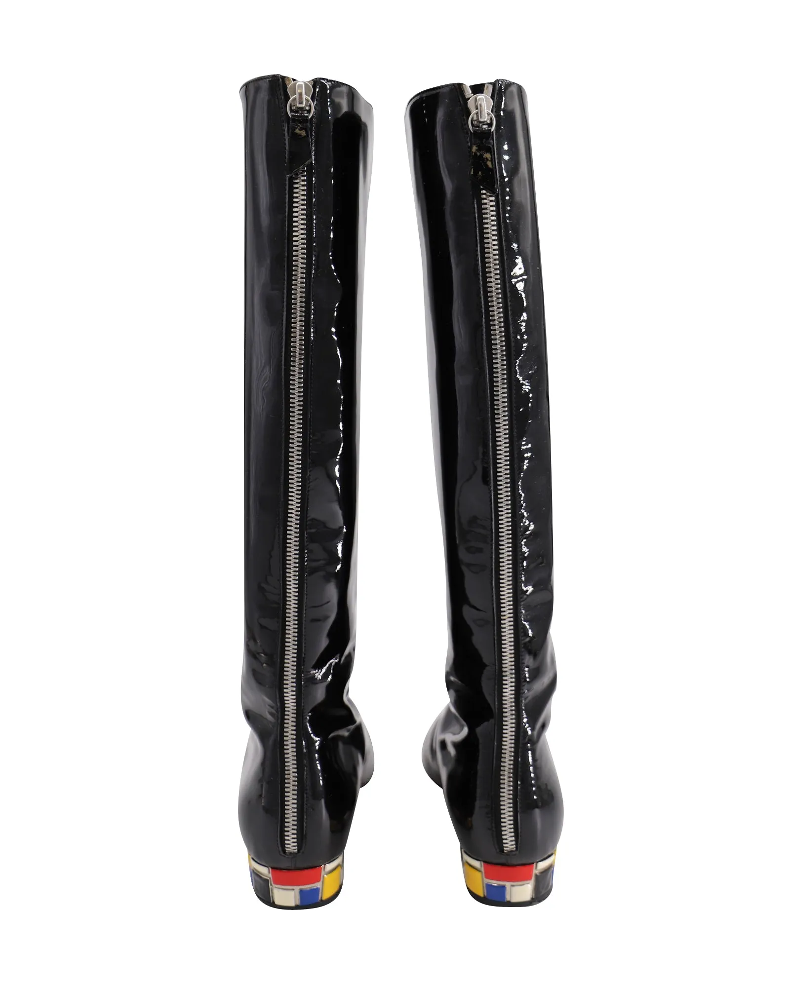 Casadei Softylux Knee Boots in Black Patent Leather