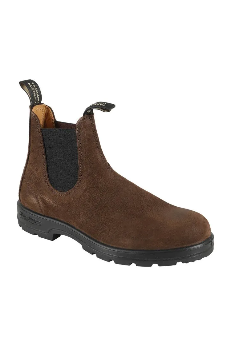 Classic Brown Nubuck Boots With Side Elastics