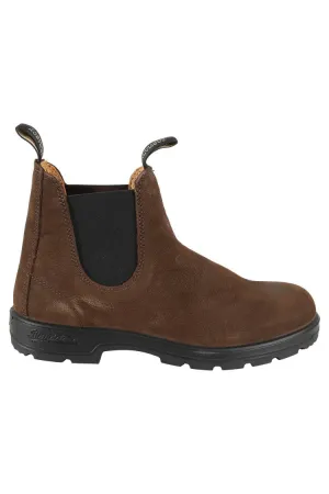 Classic Brown Nubuck Boots With Side Elastics