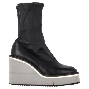 Clergerie Bliss 4 Wedge Booties in Black Leather
