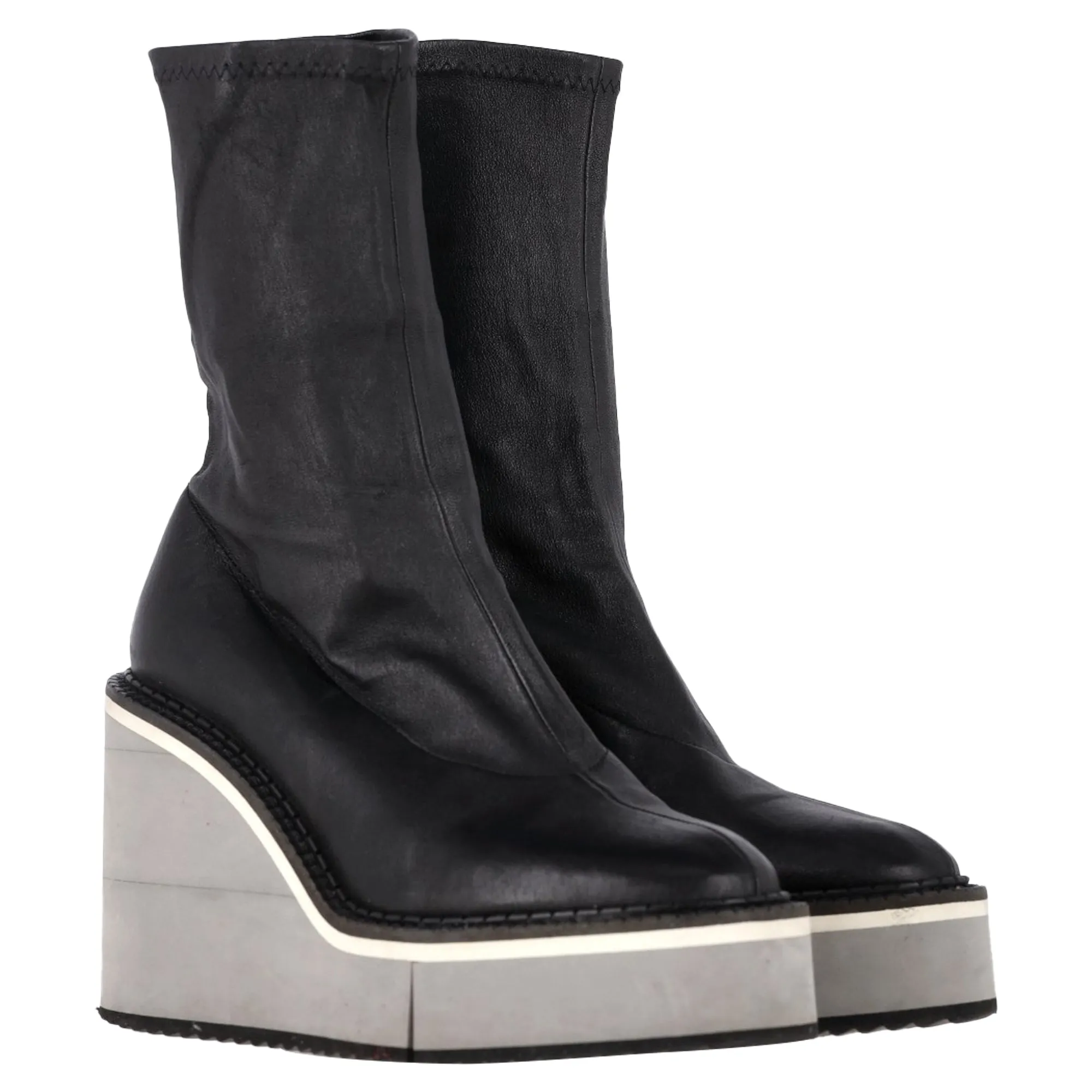 Clergerie Bliss 4 Wedge Booties in Black Leather