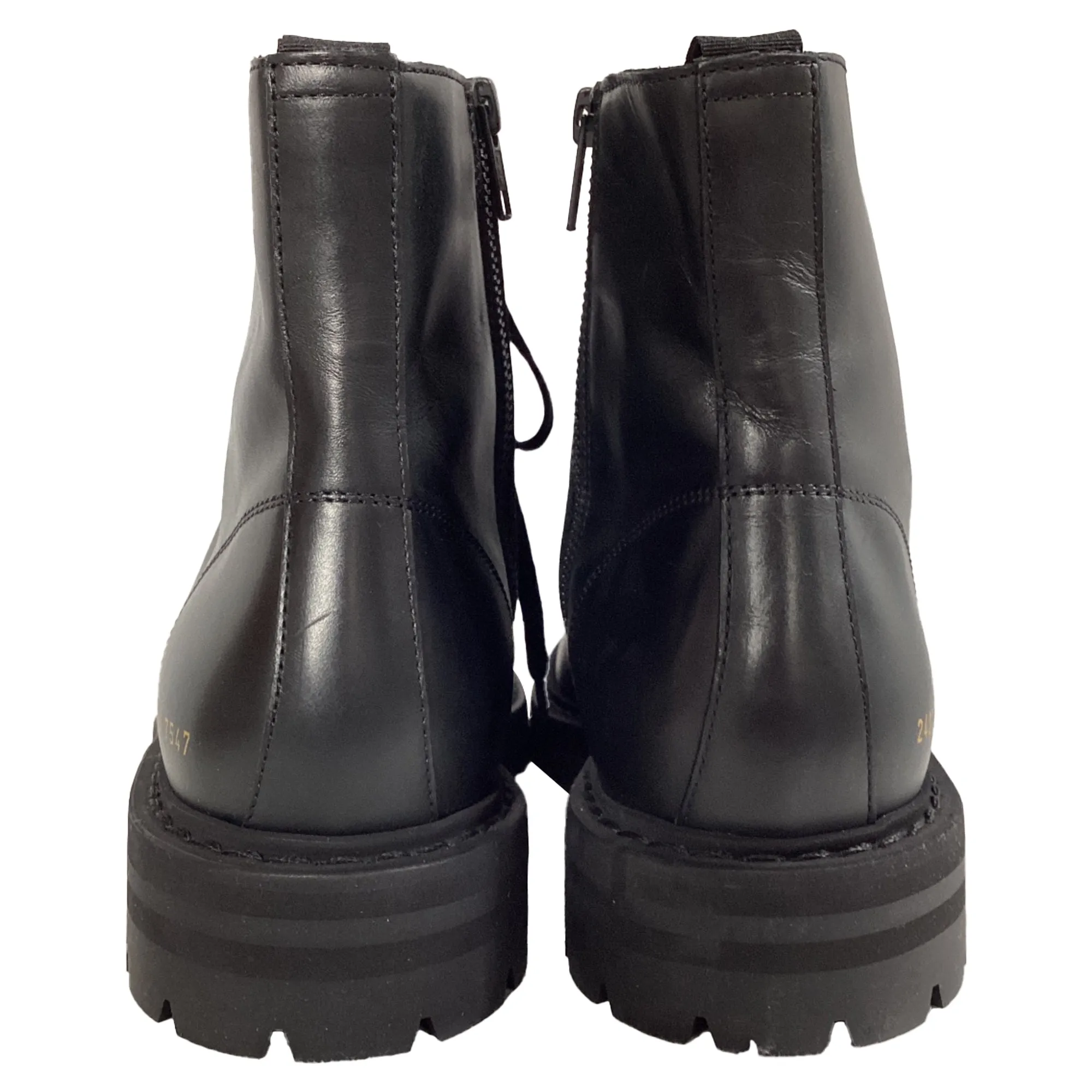 Common Projects Ankle Combat Boots in Black Leather