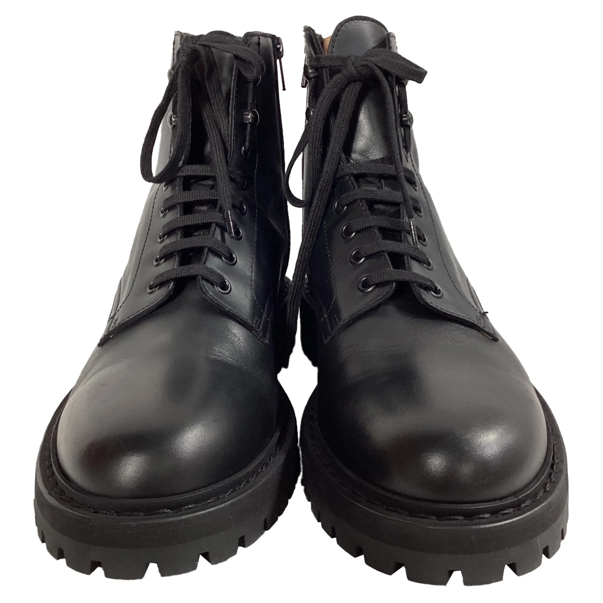 Common Projects Ankle Combat Boots in Black Leather