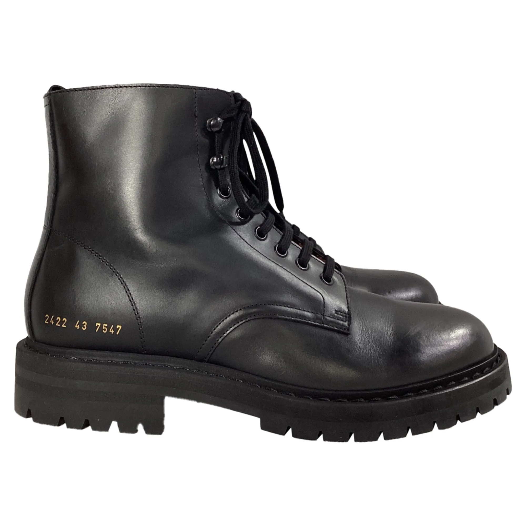 Common Projects Ankle Combat Boots in Black Leather
