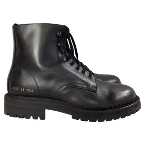 Common Projects Ankle Combat Boots in Black Leather