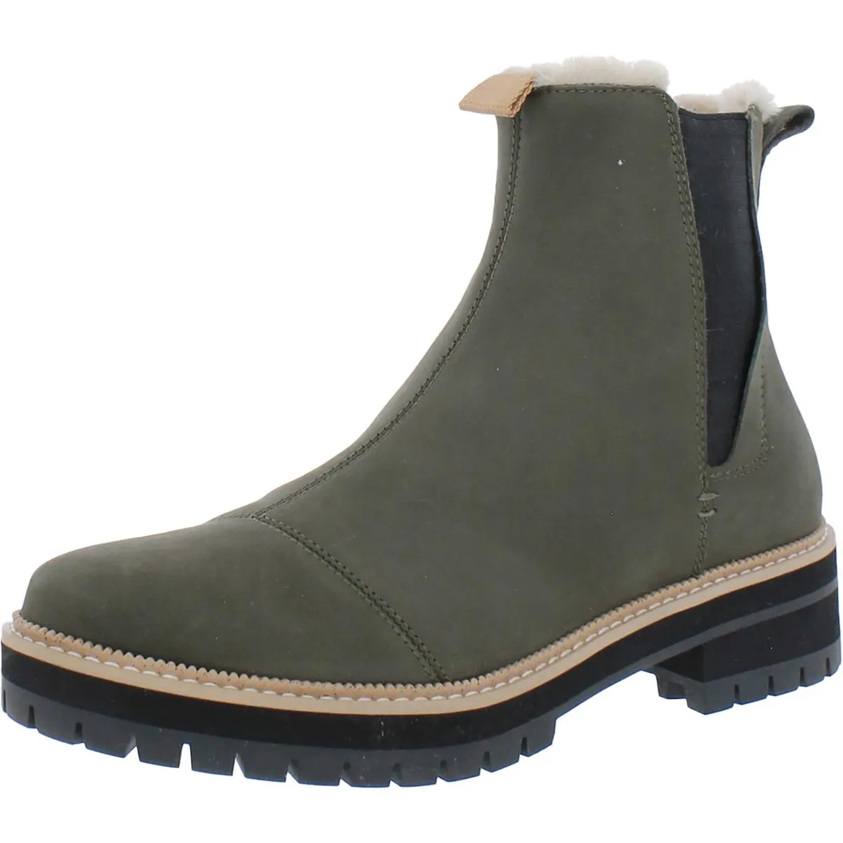 Dakota Womens Lugged Sole Faux Fur Lining Chelsea Boots