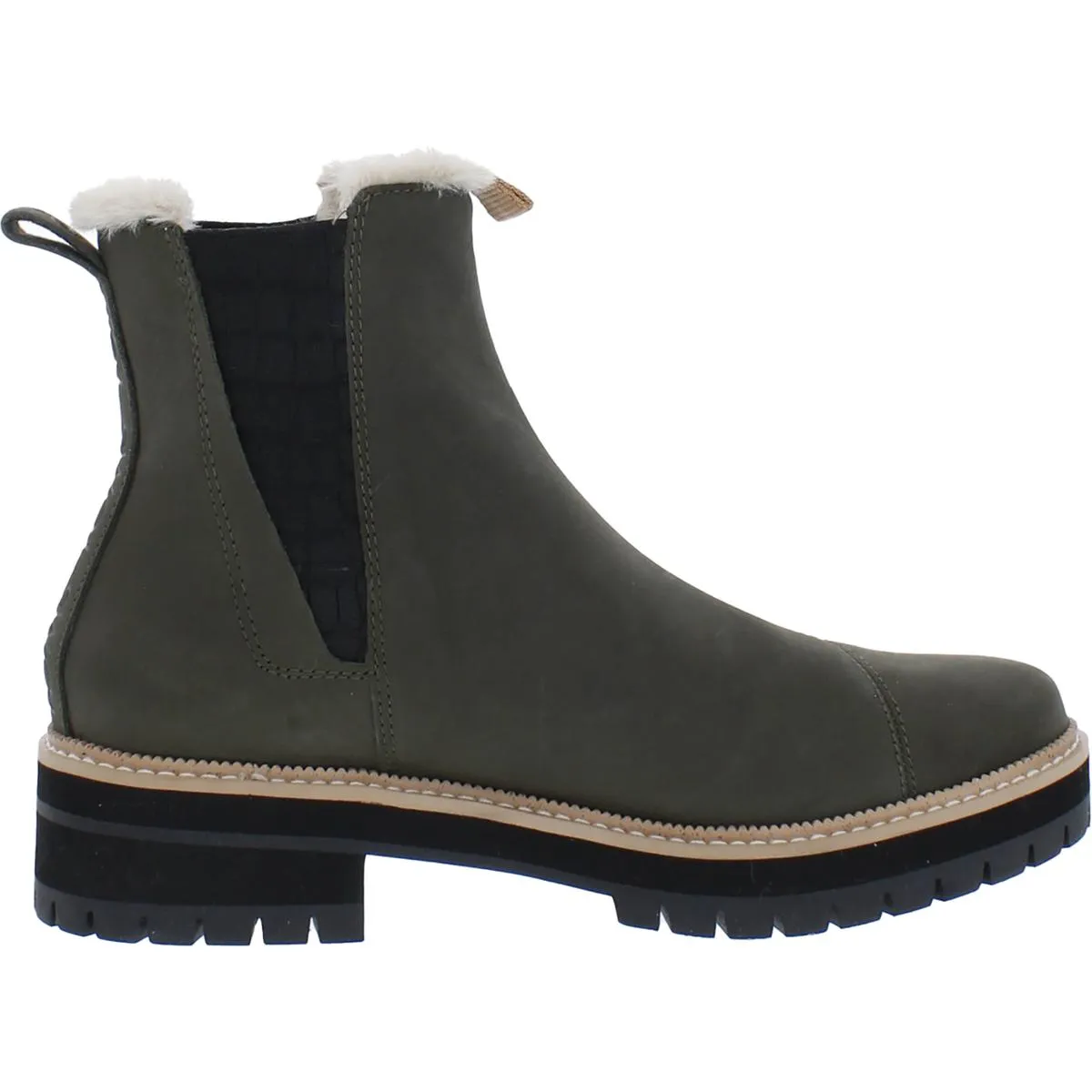 Dakota Womens Lugged Sole Faux Fur Lining Chelsea Boots