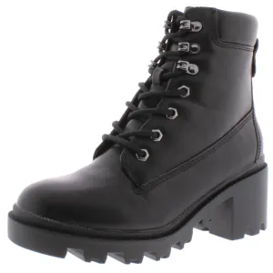 Dillan Womens Faux Leather Heels Combat Boots