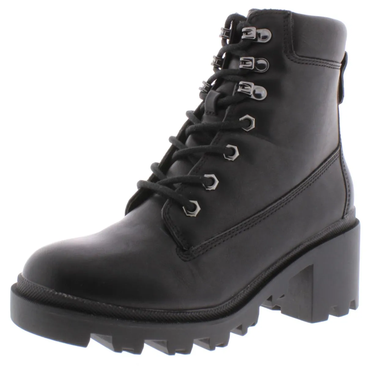 Dillan Womens Faux Leather Heels Combat Boots