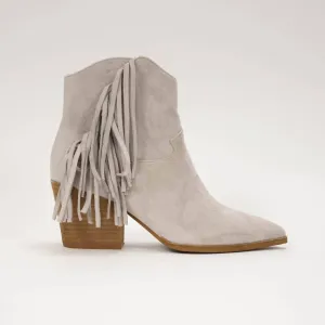 Dixie Fringe Booties In Grey