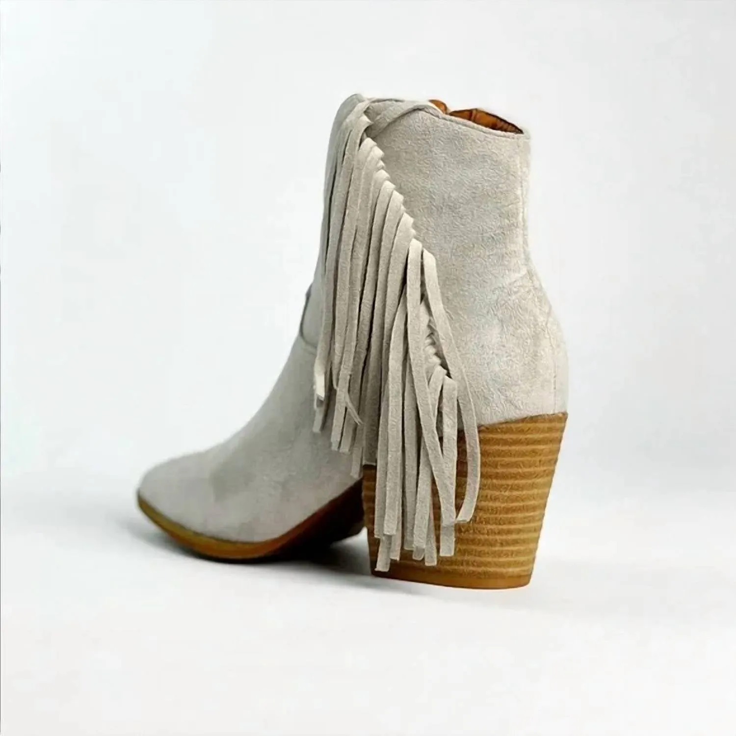 Dixie Fringe Booties In Grey
