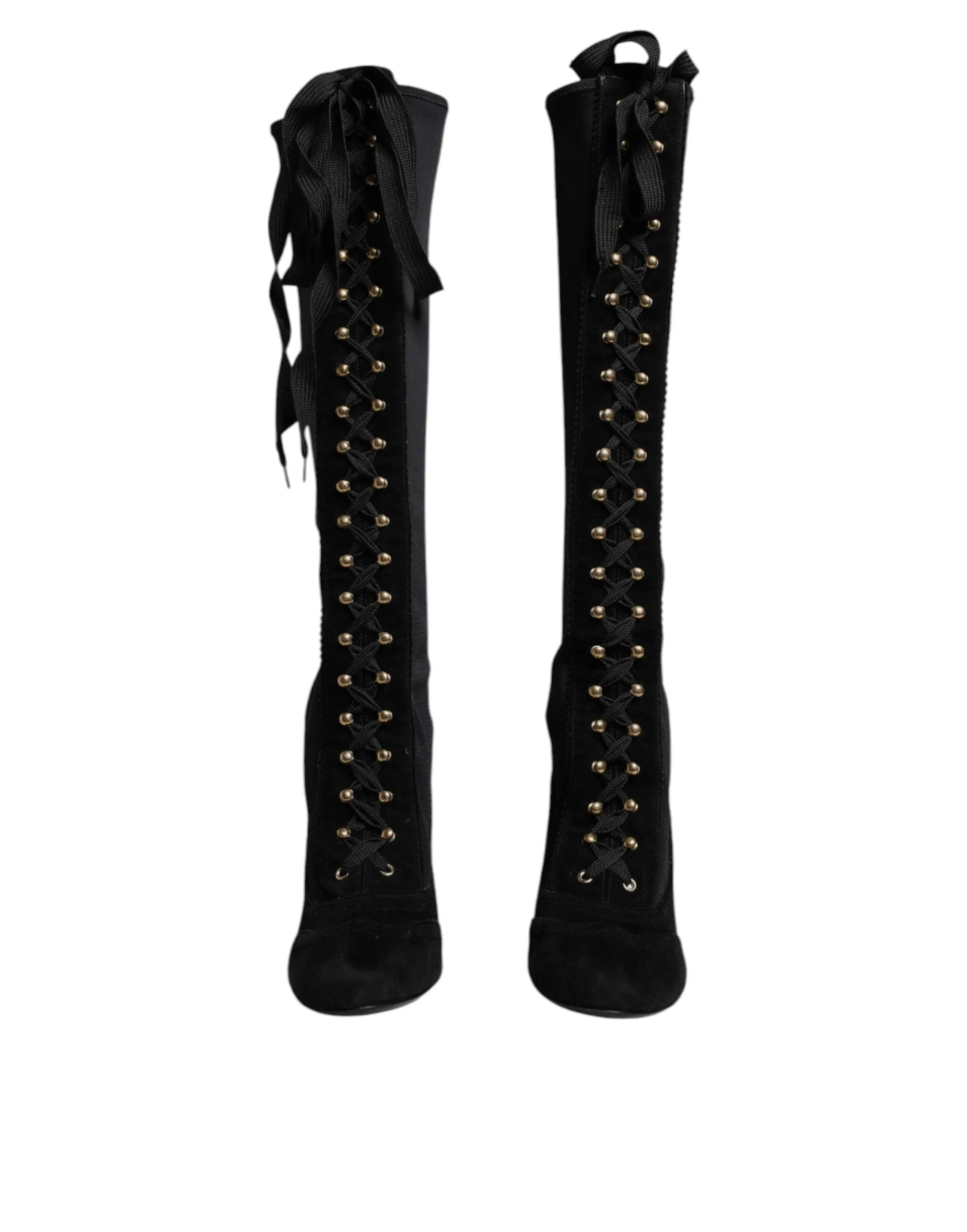 Dolce & Gabbana Lace Up Heels High Boots Women's Shoes