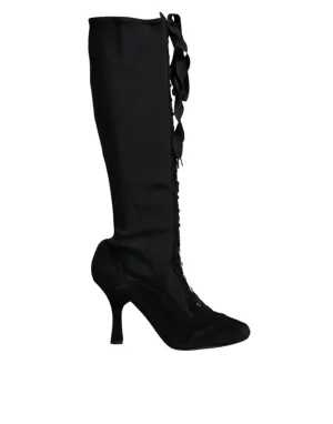 Dolce & Gabbana Lace Up Heels High Boots Women's Shoes