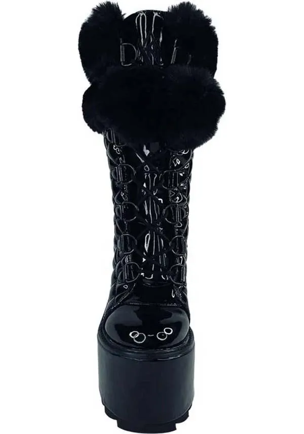 Dune Fur [Black Patent] | PLATFORM BOOTS*