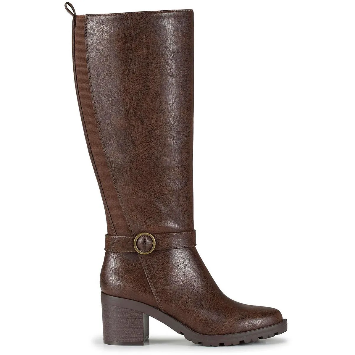 DYLIA Womens Buckle Manmade Mid-Calf Boots