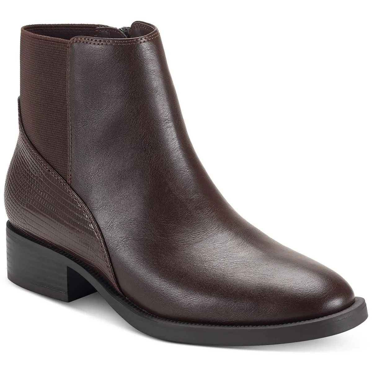 Edwinaa Womens Faux Leather Animal Print Booties