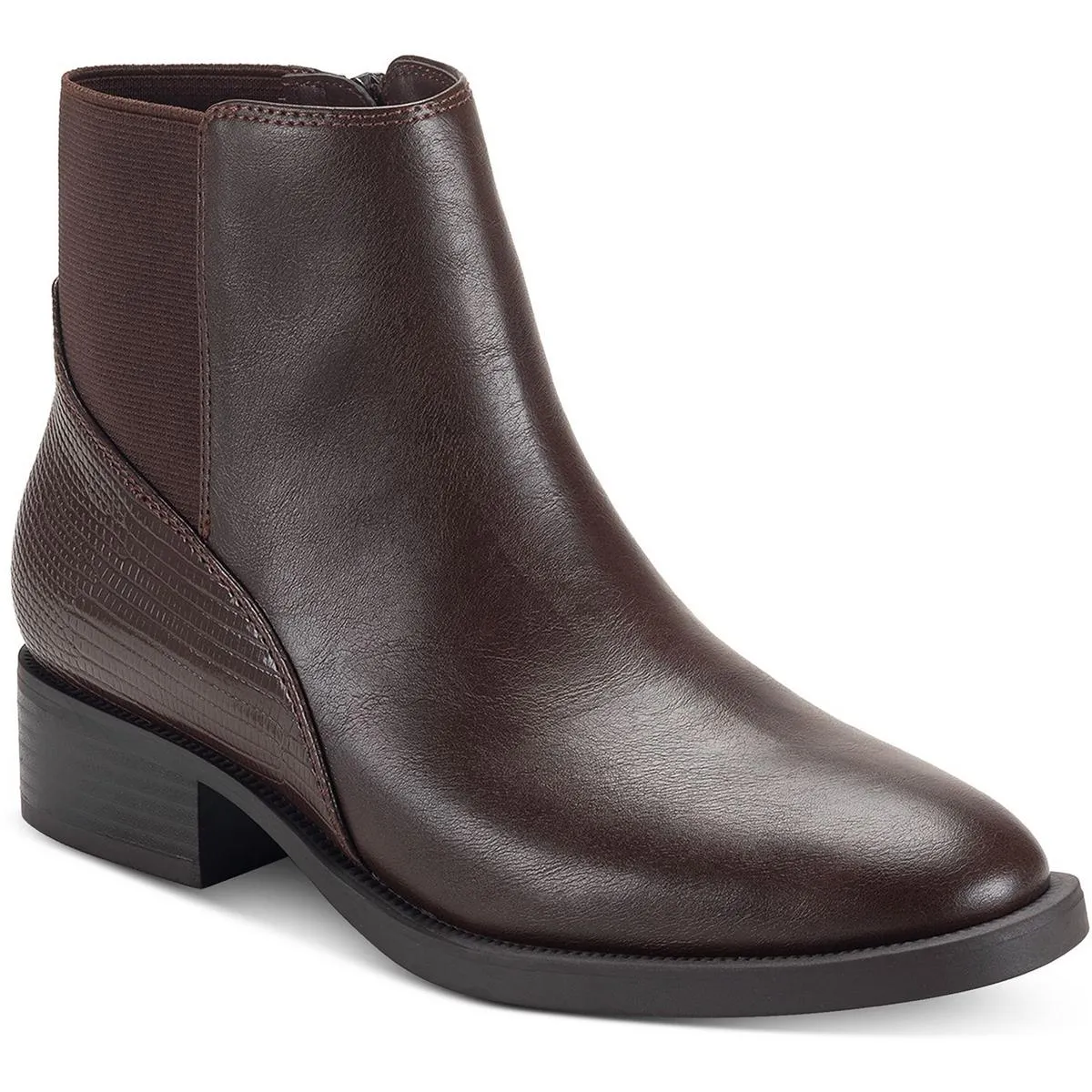 Edwinaa Womens Faux Leather Animal Print Booties