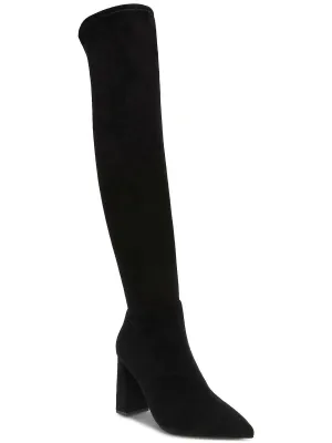Eileene Womens Faux Suede Pointed Toe Over-The-Knee Boots