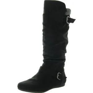 ELLA WAY Womens Buckle Faux Suede Mid-Calf Boots