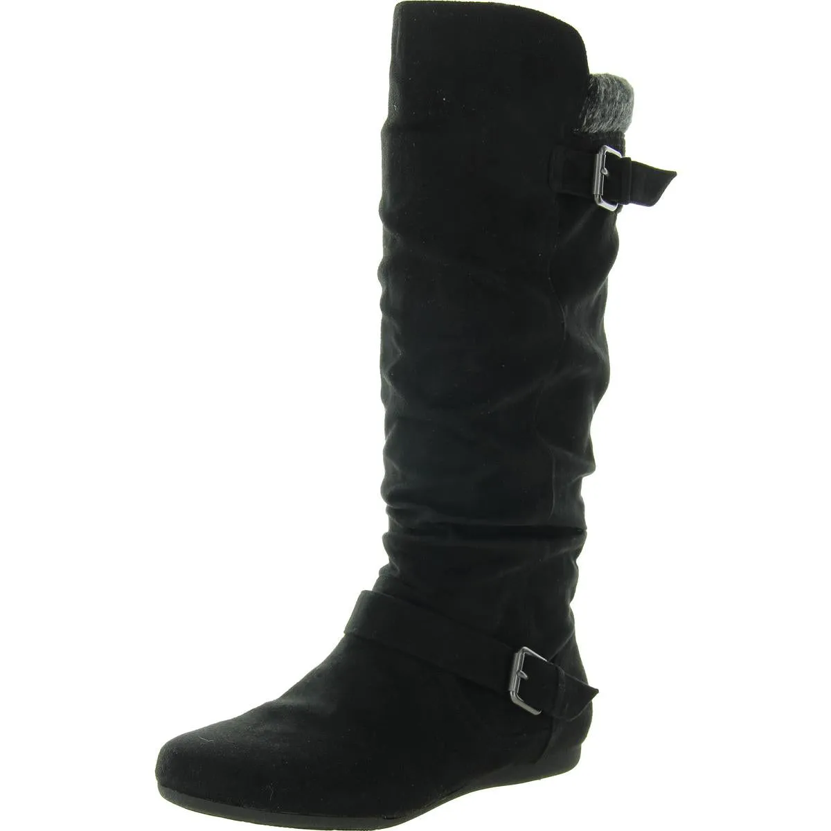 ELLA WAY Womens Buckle Faux Suede Mid-Calf Boots