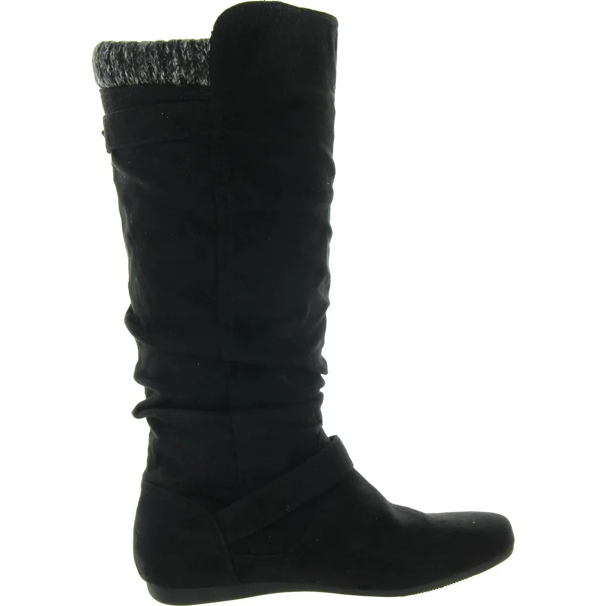 ELLA WAY Womens Buckle Faux Suede Mid-Calf Boots