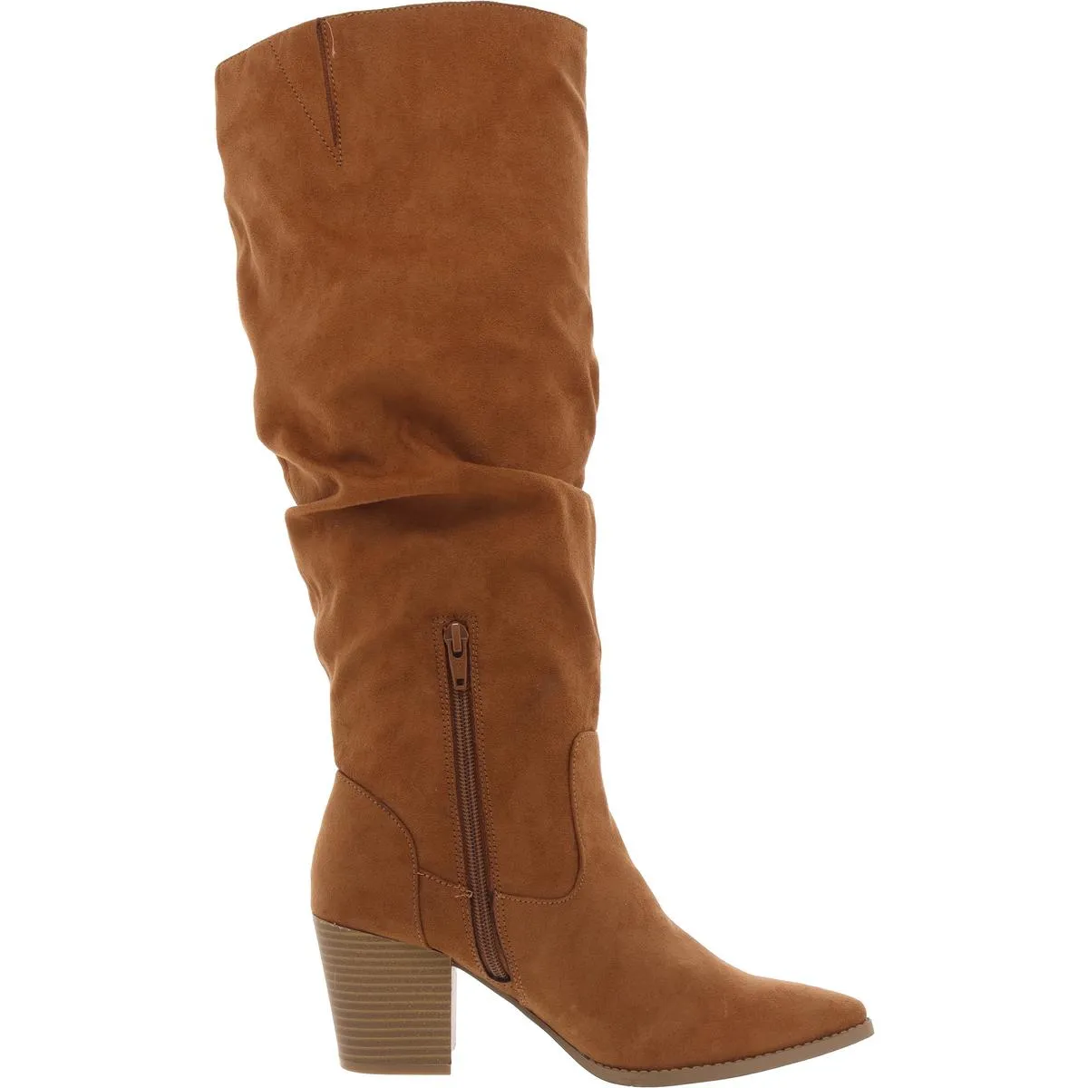 Elviss Womens Zipper Faux Suede Knee-High Boots