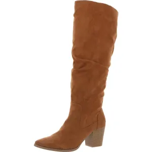 Elviss Womens Zipper Faux Suede Knee-High Boots