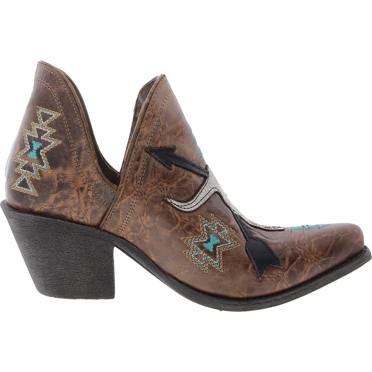 ENCORE SOUTHWESTERN Womens Embroidered Leather Chelsea Boots