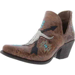 ENCORE SOUTHWESTERN Womens Embroidered Leather Chelsea Boots