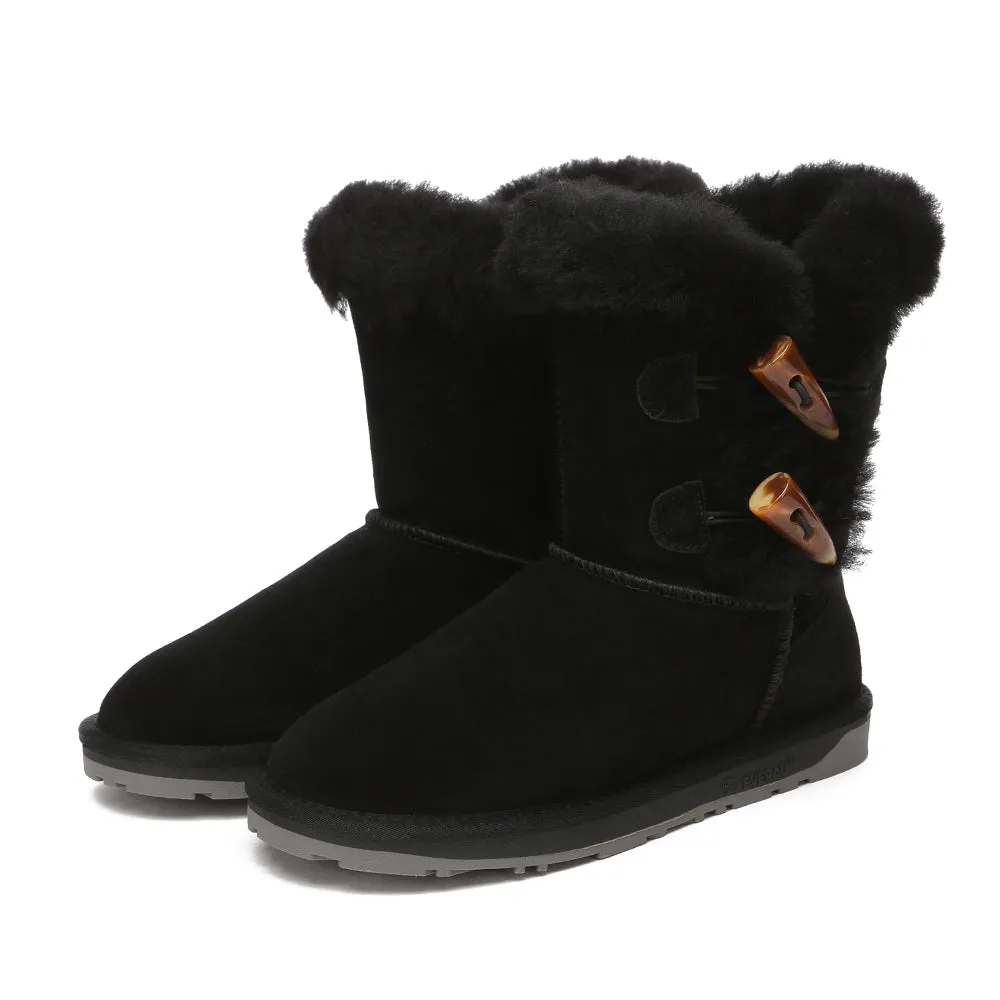 EverAu Australia Women Stork Horn Toggle button Short Boots