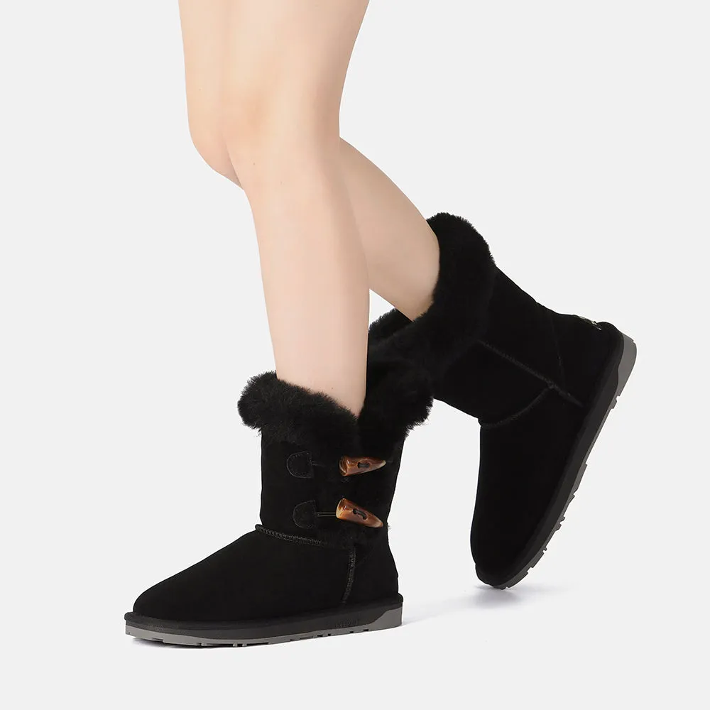 EverAu Australia Women Stork Horn Toggle button Short Boots