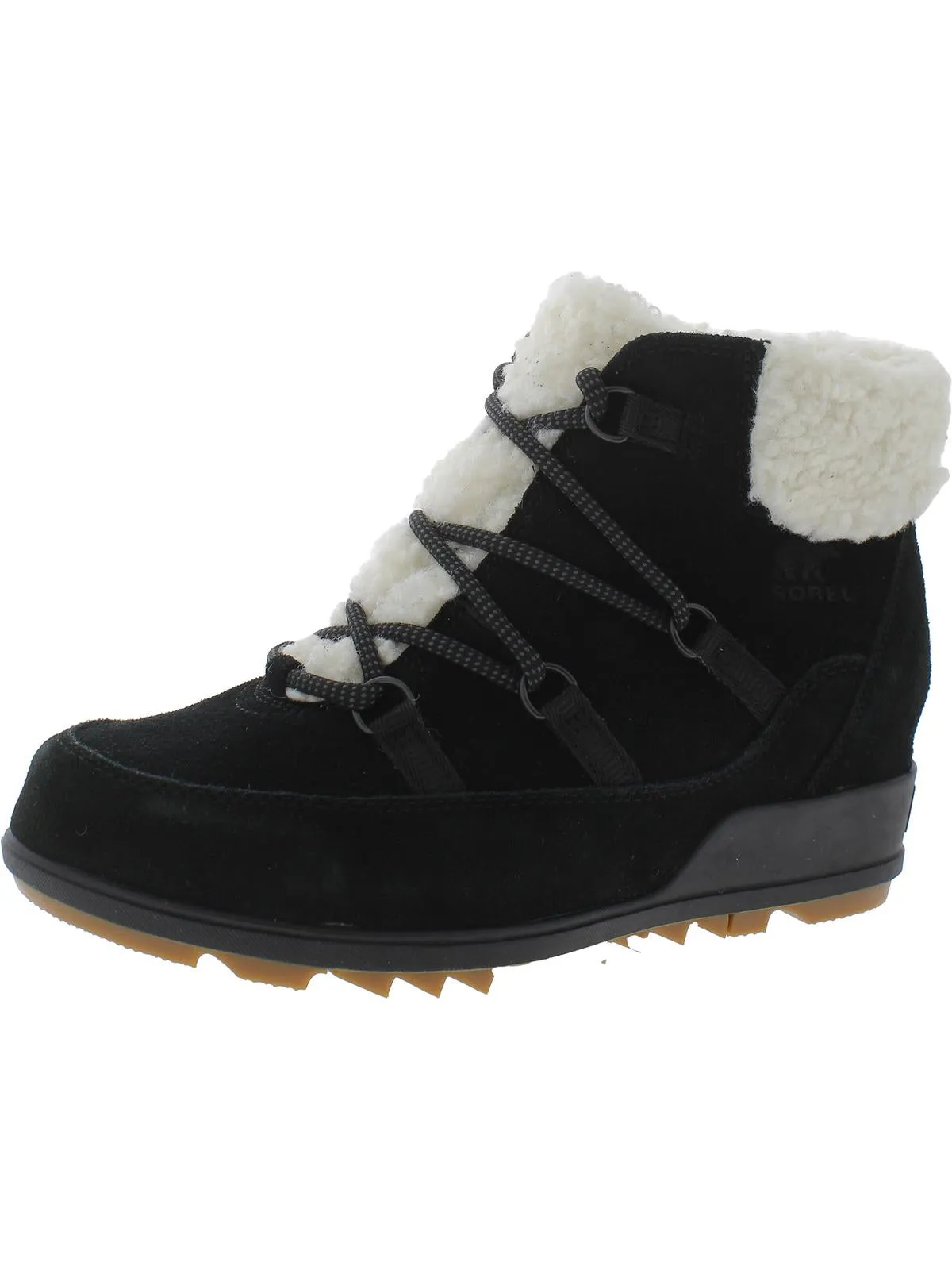 Evie Cozy Womens Suede Faux Fur Hiking Boots
